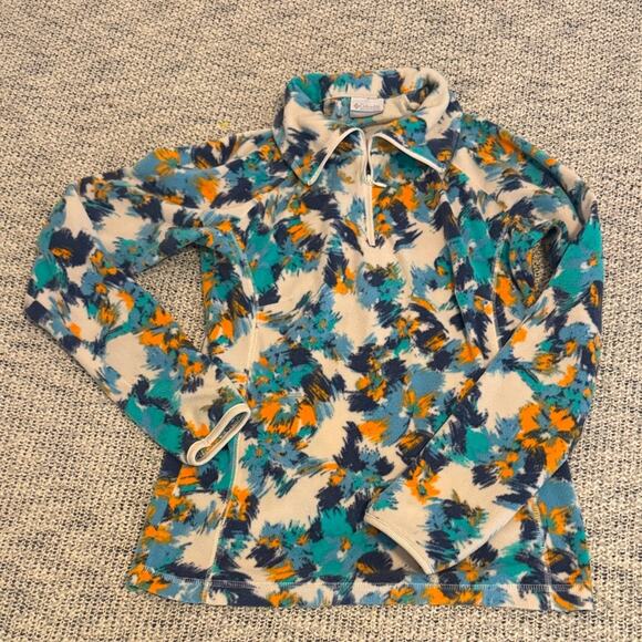 Columbia Tops - Columbia Blue and Orange Abstract Pattern Half Zip Pullover SZ Small